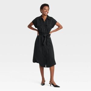 Women's Short Sleeve Midi
Utility Shirtdress - A New Day™ Black, Medium